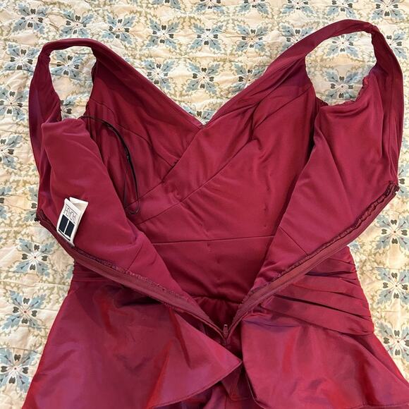 Vintage Tadashi 90s/Y2K Iridescent Ruched Knee Length Dress w Ruffles - Picture 8 of 15